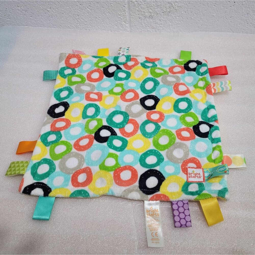 Bright Starts Taggies Security Blanket Lovey Ribbons Circles Multicolor Unisex